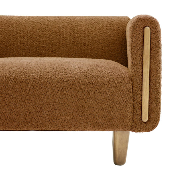 English Elm Modern Boucle Three Seat Sofa with Rubberwood Legs Pocket Spring Support Living Room Orange N763P403678G