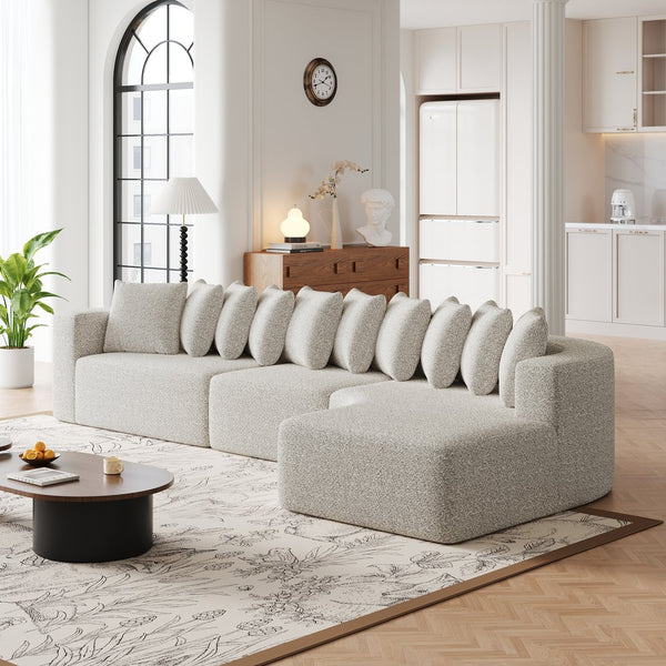 English Elm 131.1-inch Chenille Cloud Sectional Curved Modular Sofa with Memory Foam and 10 Pillows W3505S00011