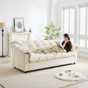 English Elm 94.8" Chenille Modern Deep Seat Sofa Plush Cloud-Like Upholstery, Solid Wood Frame, Luxurious Comfort Beige W1193S00175