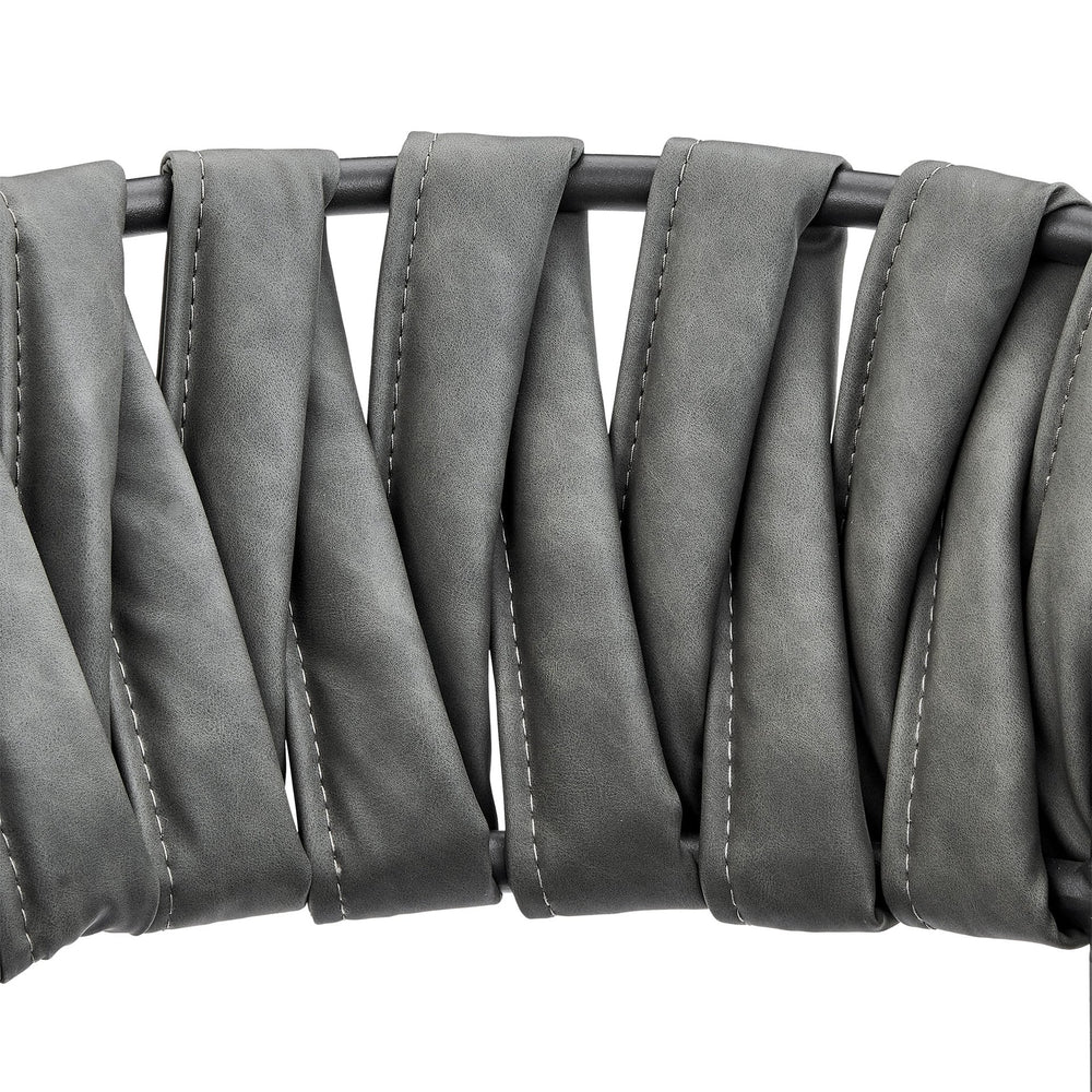 English Elm Zaren 30" Bar Stool — Black Metal Frame, Gray Faux Leather & Fabric Seat, Durable 4-Leg Support B2736P268560