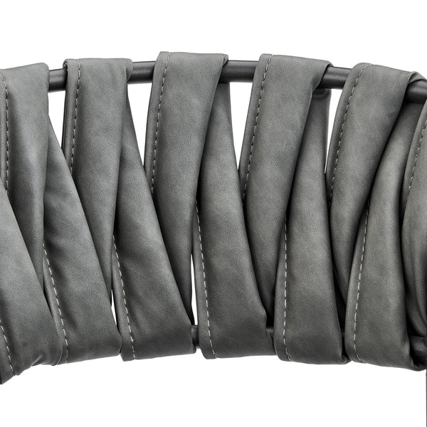 English Elm Zaren 30" Bar Stool — Black Metal Frame, Gray Faux Leather & Fabric Seat, Durable 4-Leg Support B2736P268560