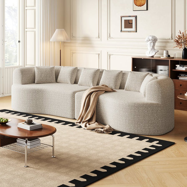 English Elm Curved Chenille Sectional Sofa Oversized Four Seat Cloud Foam Living Room Lounge W3505P355582