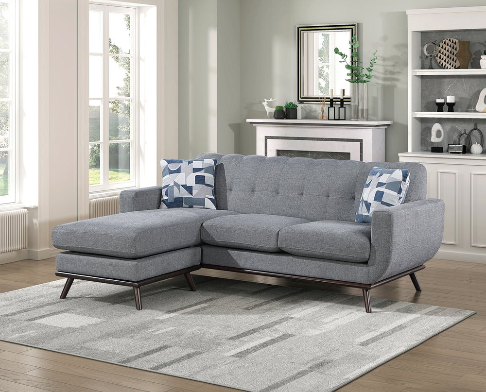 English Elm Solid Wood Leg Chenille Sectional Sofa with Reversible Chaise Mid-century Living Room B011P256666