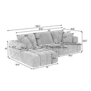 English Elm Chenille Oversized L-Shape Luxury Sectional Sofa - Minimalist Design For Comfort & Style, No Assembly! W2339S00041