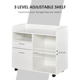 English Elm Vinsetto Filing Cabinet Printer Stand Mobile Lateral File Cabinet With 2 Drawers, 3 Open Storage Shelves For Home Office Organization, White