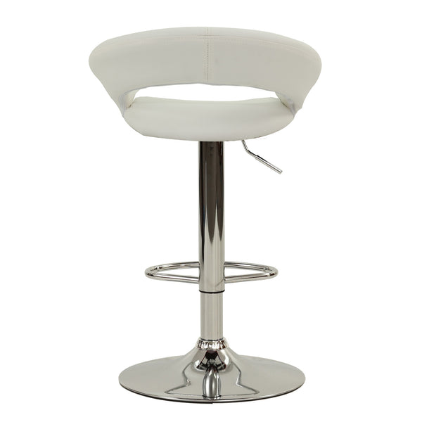 English Elm Adjustable Barstool with White Faux Leather Upholstery, Gas Lift, 360° Swivel & Footrest for Kitchen Islands B089P390147