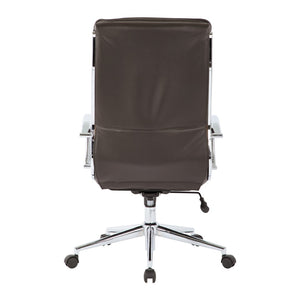 OSP Home Furnishings High Back Executive Office Chair Faux Leather Ergonomic Seat with Chrome Arms and Lumbar Support High SPX23590C-U1