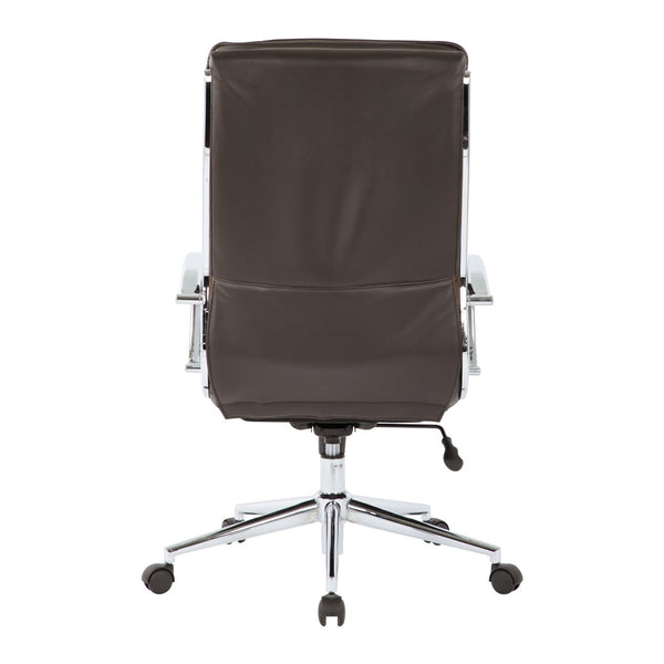 OSP Home Furnishings High Back Executive Office Chair Faux Leather Ergonomic Seat with Chrome Arms and Lumbar Support High SPX23590C-U1