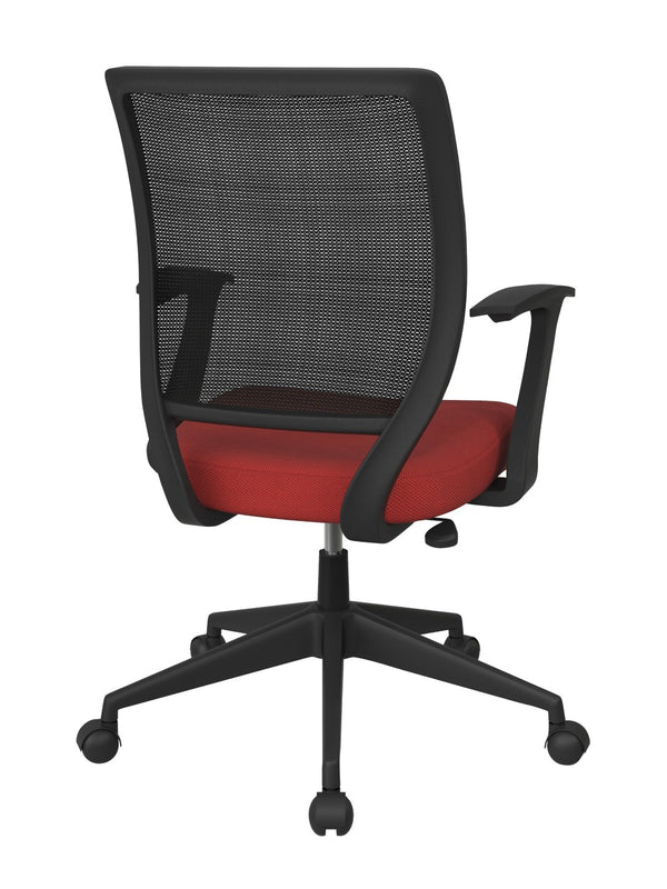 OSP Home Furnishings Screen Back Ergonomic Task Chair with Mesh Seat Lumbar Support and T Arms for Office Red EM51022N-9