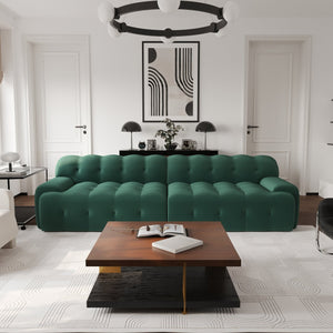 English Elm Bubble Sectional Sofa - Modern 3D-Knitted Loveseat In Green For Stylish Comfort And Relaxation B341S00017