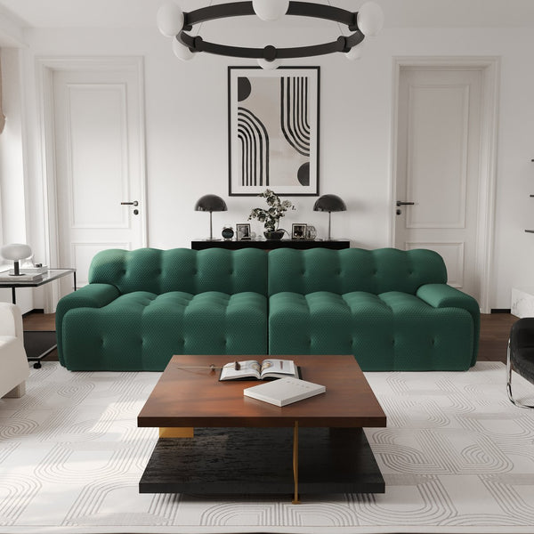 English Elm Bubble Sectional Sofa - Modern 3D-Knitted Loveseat In Green For Stylish Comfort And Relaxation B341S00017