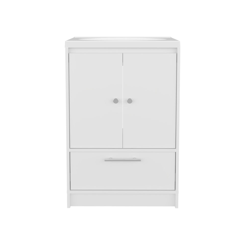 English Elm Bathroom Vanity Madison - Stylish White Storage Solution With Two Doors, Two Drawers & Shelves B200P313684