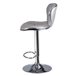 English Elm Adjustable Silver Barstool Set of 2 with Swivel, Triangle Tufted Faux Leather, Chrome Base, Height Adjustable B089P390146