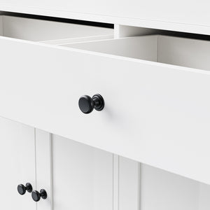 English Elm K&K 74.5" Kitchen Island with 27" Extendable Dining Table, 4-Door Storage, 2 Drawers, Rolling Cart Off White N707S000009W