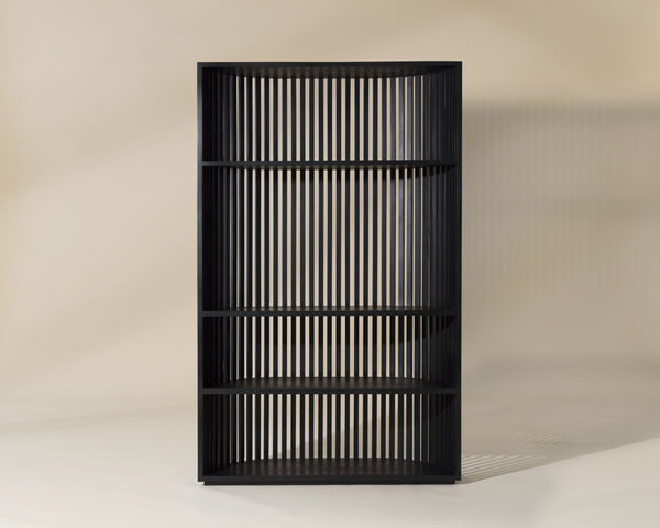 Sunpan Tessa Bookcase - Elegant Wood Design, 51.25W x 16D x 82H, Perfect for Stylish Home Storage Solutions Black