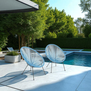 English Elm 2-Pack Steel Outdoor Lounge Chairs Egg-Shaped Papasan Style, Weather-Resistant, Stackable, 600lb Capacity B120P361553