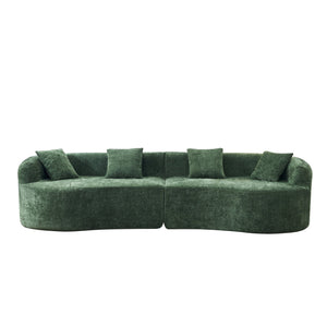 English Elm 111" L Shaped Cloud Sofa Plush Chenille Upholstered High Density Foam Apartment Living Room Green W1669S00056