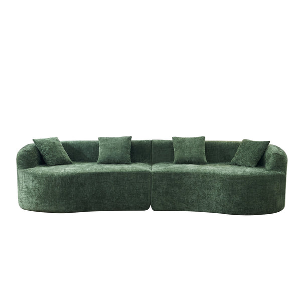 English Elm 111" L Shaped Cloud Sofa Plush Chenille Upholstered High Density Foam Apartment Living Room Green W1669S00056