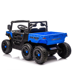 English Elm 24v 400w Six Wheel Kids Electric Dump Truck 4wd Remote Control Ride on Toy Blue W1578P353179