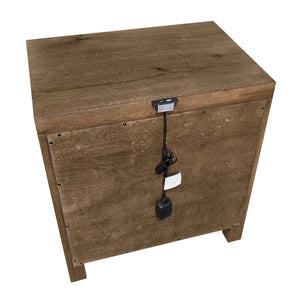 English Elm Rustic Oak Veneer Nightstand with Usb Charging Hub Dovetail Drawers Bedroom Storage B011P467871