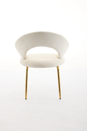 English Elm 061-Set Of 1 Elegant White Velvet Dining Chair With Curved Backrest & Luxe Gold Metal Legs For Style W527P255475