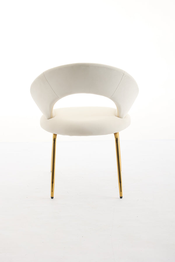 English Elm 061-Set Of 1 Elegant White Velvet Dining Chair With Curved Backrest & Luxe Gold Metal Legs For Style W527P255475