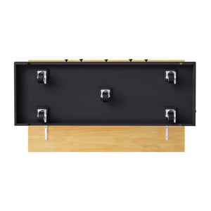 English Elm K&k 53 Inch Rolling Kitchen Island with Drop Leaf Power Outlet and Open Storage Racks Black N707S185531B