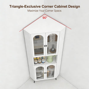 English Elm 73'' Tall Steel Corner Cabinet with Adjustable Shelves and Doors for Any Room W3387P450849