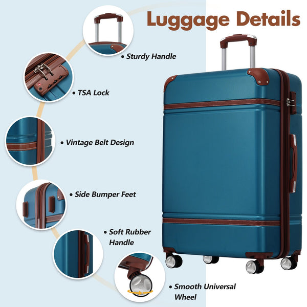 English Elm Hardshell Abs Suitcase Set with Tsa Lock Spinner Wheels Expandable 28 Inch Travel Blue N732P193485C