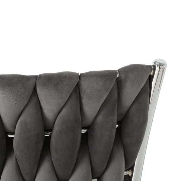 English Elm Modern Velvet Upholstered Dining Chairs Set of 2 with Electroplated Legs for Kitchen Dark Gray W210P301598
