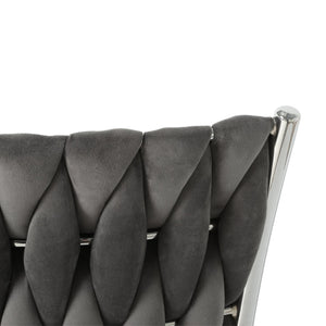 English Elm Modern Velvet Upholstered Dining Chairs Set of 2 with Electroplated Legs for Kitchen Dark Gray W210P301595