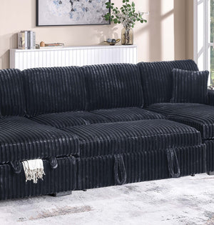 English Elm Modern Corduroy Sectional Sleeper Sofa with Dual Storage Chaises for Living Rooms B011S02165