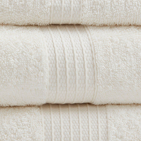 JLA Home Madison Park - 6 Organic Cotton Towel Set — 650 GSM Hotel-Soft, GOTS & OEKO-TEX Certified, Quick-Dry, Plush Absorbency Ivory MP73-5138