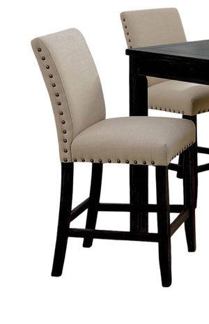 English Elm Rustic 5-Pc Counter Height Dining Set with Square Wood Table, Fabric Cushioned Chairs, Distressed Charm B2741P384492