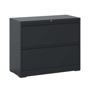 English Elm 2 Drawer Steel File Cabinet with Lock — Heavy-Duty Cold-Rolled Office Storage, Silent Glides, Anti-Tip Mounting, Compact Under-Desk Design W2735P332166