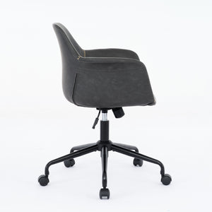 English Elm Mid-Century Minimalist Office Chair with 40° Recline, Adjustable Rebound, 320mm Wide Base, Ergonomic Design Black W1143P173516