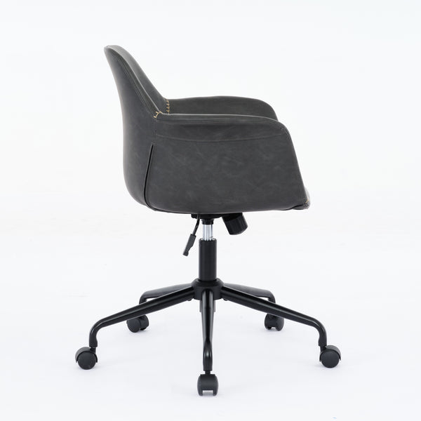 English Elm Mid-Century Minimalist Office Chair with 40° Recline, Adjustable Rebound, 320mm Wide Base, Ergonomic Design Black W1143P173516