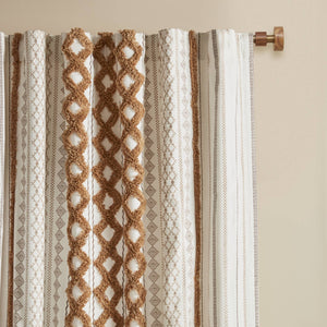 English Elm 1 Cotton Printed Window Panel Chenille Stripe Lined Bohemian Farmhouse Curtain B035P496604
