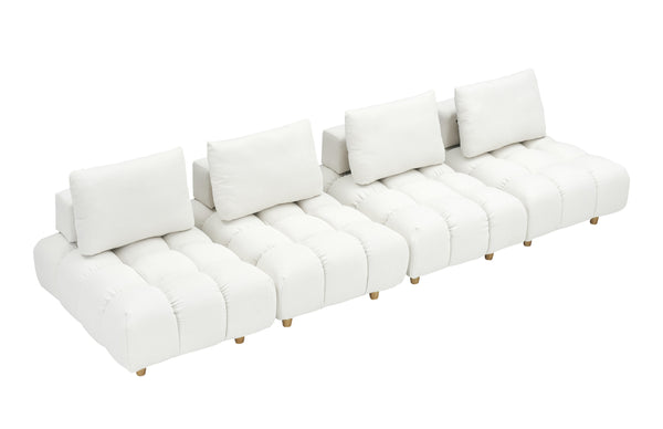 English Elm 120 Plush Teddy Sofa 120" Long Spacious 4-Seater with Solid Wood Frame, Spring Cushion Comfort Beige W1658S00065