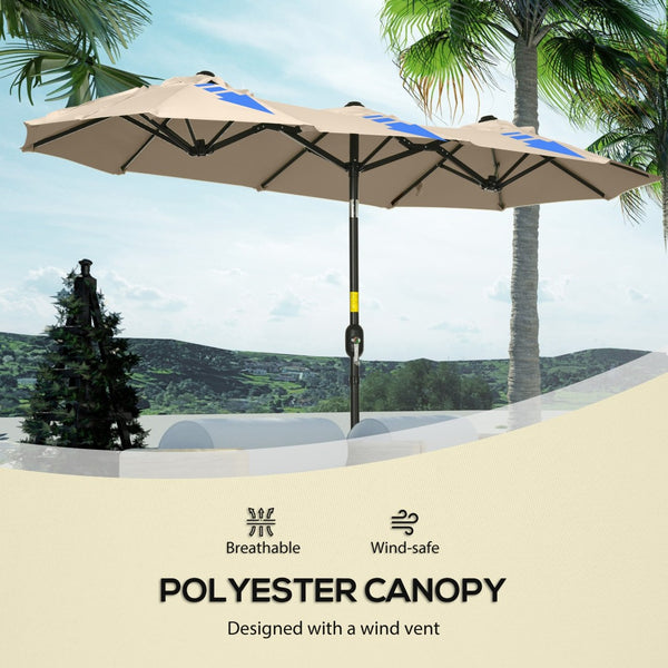 English Elm Outsunny 9.5' Double-Sided Patio Umbrella With Tilt Function, Crank, And Air Vents For Outdoor Comfort W2225P200476-GIGA