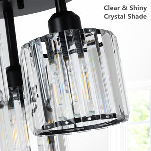 English Elm Crystal 3-Light Semi Flush Mount Ceiling Light Fixture - Modern Black Design For Kitchens & Hallways W2738P185421
