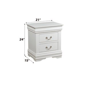 English Elm Louis Louis Philippe nightstand with two smooth-glide drawers, brushed nickel handles, durable dovetail build enhancing bedroom organization White 27 L x 18 W x 23 H B2726P252734