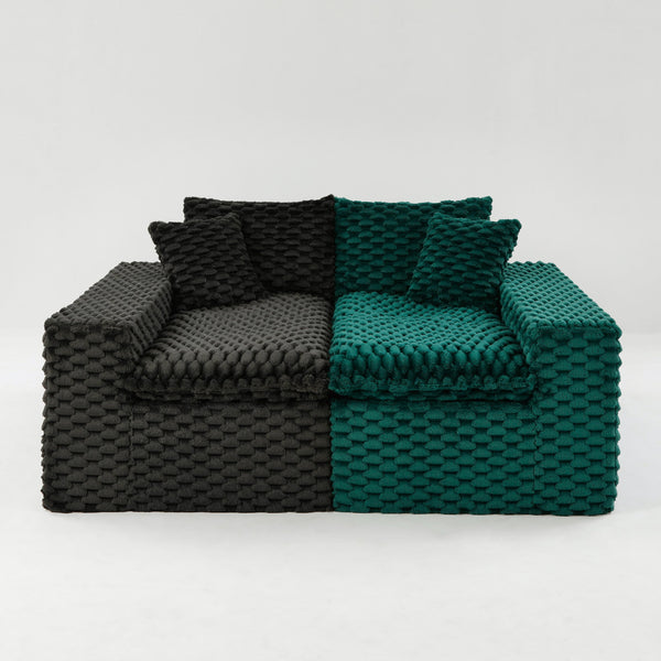 English Elm Luxury Color-Block Turtle Velvet Sofa - Versatile Seating For Modern Living Rooms, Cozy Style & Comfort W3371S00055