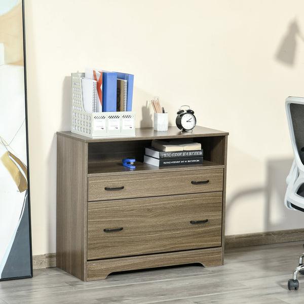 English Elm Vinsetto Charcoal Grey Lateral Filing Cabinet with Open Shelf and Letter Drawer W2225P217753