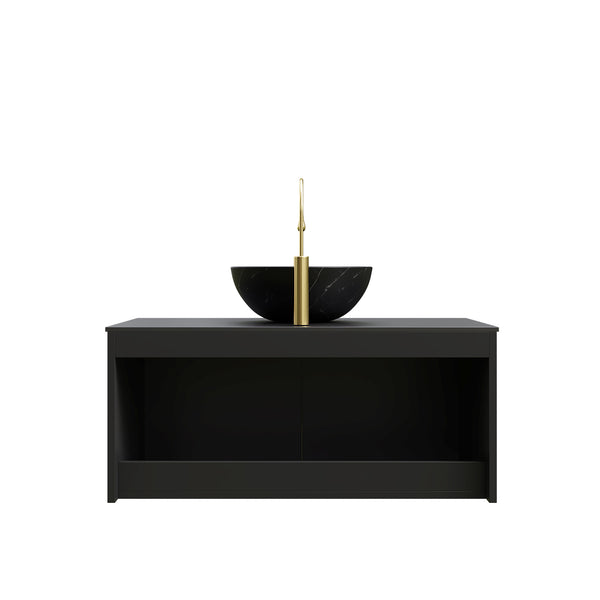 English Elm Dina Floating Bathroom Vanity Sintered Stone Top Glass Basin Striped Plywood Cabinet W2615S00524