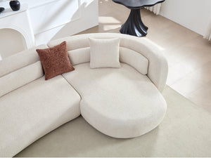 English Elm 132" Boucle L-shaped Sectional Sofa Curved Modular Design for Modern Living Rooms W2664S00105