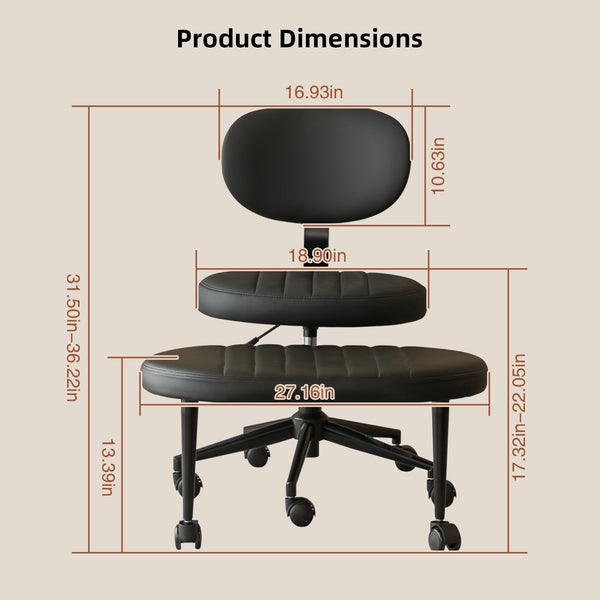 English Elm Ergonomic Cross Legged Office Chair with Lumbar Support Swivel Base and Rolling Casters W3394P419037