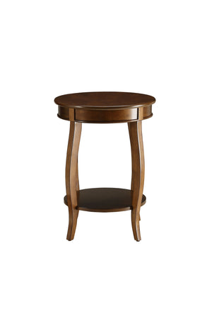 English Elm Aberta Round Walnut Accent Table with Cabriole Legs, Open Bottom Shelf, Solid Veneer Top – Stylish B2726P281894
