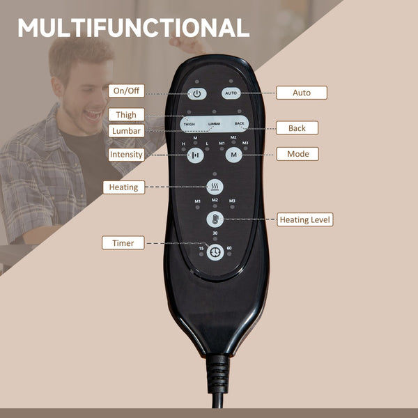 English Elm Vinsetto High-Back Microfiber Office Chair With Massage, Heat, Adjustable Height & Footrest Comfort W2225P200897-GIGA