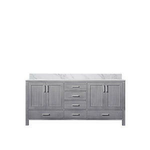 English Elm Distressed Grey Double Bath Vanity 72" W X 22" D With Elegant Carrara Marble Top & Ample Storage B2731P258917